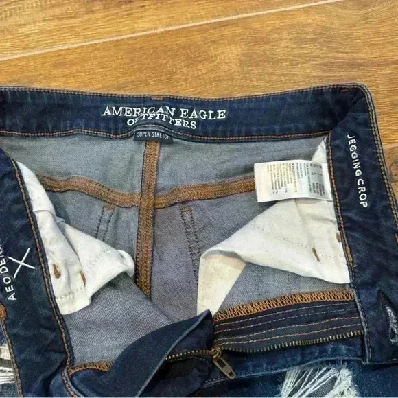 American Eagle AE Stretch Jean Jegging crop frayed end distressed 6R Style#:9782 - Picture 8 of 9